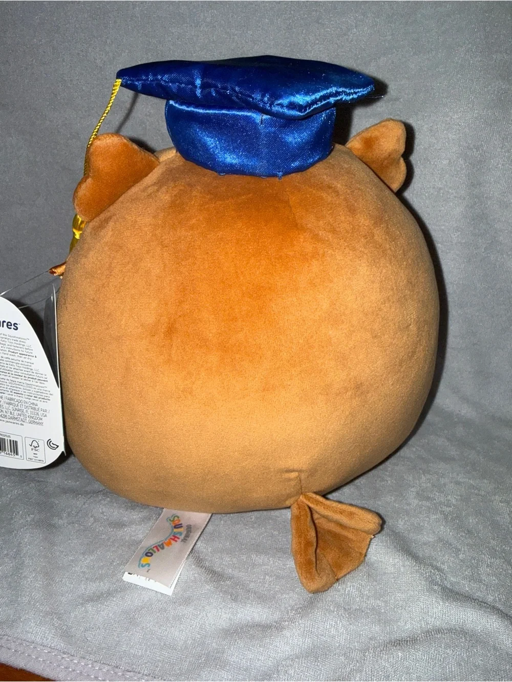 Squishmallows Brown Owl with Blue Graduation Cap “Arella”